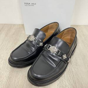 箱付き★【TOGA VIRILIS】トーガ ヴィリリース★メタルローファー Metal Loafer レザー シューズ 革靴 サイズ42 ブラック 10