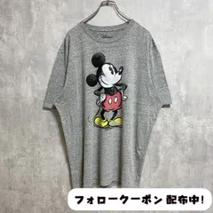 古着 used　Disney　ディズニー　半袖プリントTシャツ　グレー　Mickey　ミッキー　クルーネック　オーバーサイズ