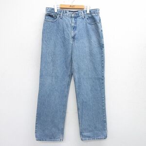 W36/古着 IZOD ジーンズ メンズ コットン 紺 ネイビー デニム 24may17 中古 ボトムス ジーパン Gパン ロング パンツ