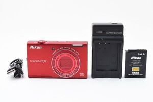 【1円~】 Nikon COOLPIX S6200 レッド コンパクトデジタルカメラ 動作確認済み バッテリー 充電器 ニコン 中古 ジャンク 99827858