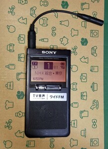 XDR-64TV ソニー SONY 美品 受信確認済 完動品 AM FM ワイドFM ワンセグTV音声 取扱説明書付 名刺サイズ 出張 通勤 オフィス 防災 1025057