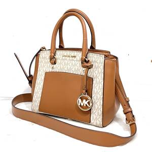 ★(志木)MICHAEL KORS/マイケルコース PARK(パーク) ミディアムメッセンジャー 2wayバッグ ショルダー シグネチャー ブラウン×ホワイト 