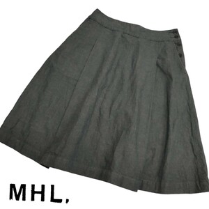 MHL. MARGARET HOWELL / マーガレットハウエル デニムスカート フレアスカート ひざ丈 グレー 2サイズ 日本製 I-3580