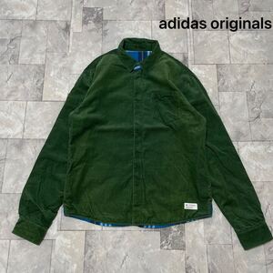 adidas originals アディダス オリジナルス コーデュロイシャツ 長袖 チェック柄 リバーシブル サンプル USA企画 グリーン ブルー 玉SS2755