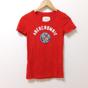 P533　Abercrombie&Fitch　アバクロンビーアンドフィッチ　レッド　半袖　Tシャツ　XS　【メ便】