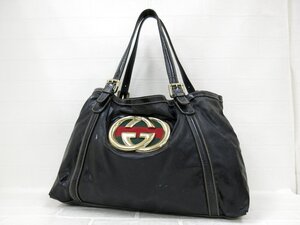 ◆GUCCI グッチ◆ニューブリットダブル◆シェリー◆エナメル パテント レザー 本革◆トート バッグ◆ブラック G金具◆イタリア製◆A8452