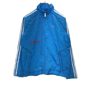 adidas トラックジャケット キッズ M ブルー アディダス スポーツ ジップアップ ジャージ ロゴ 古着卸 アメリカ仕入 t2112-4059