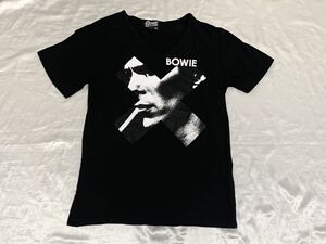 【送料無料 値下げ交渉歓迎】デビッドボウイDavidBowie 半袖Tシャツ M ブラックホワイト モノトーン古着 黒UKロックポップジギー音楽バンド