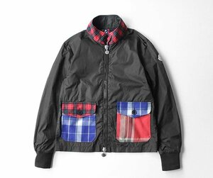 ●希少 COMME des GARCONS MONCLER 365 ◆部分チェック ジップアップブルゾン 黒 サイズ0 ジャケット モンクレール コムデギャルソン◆ZX10