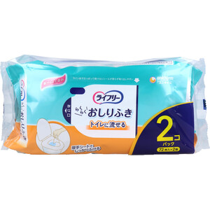 【まとめ買う】ライフリー らくらくおしりふき トイレに流せる 72枚入×2個パック×3個セット