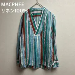 ✨ MACPHEE マカフィー リネン100 ミックス配色 ストライプシャツ