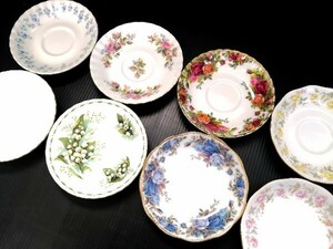 ROYAL ALBERT　ソーサーのみ　8枚まとめて　ロイヤルアルバート　金縁　ローズ　花柄　無地　イギリス製　ブランド食器　コレクション