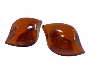 【100円スタート!!】琥珀 コハク アンバー amber earrings 直径34.08mm / 21.89mm 総重量8.4g
