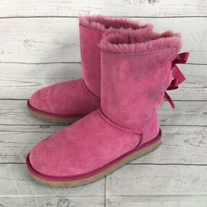 UGG australia★ムートンブーツ【24.0/ピンク】ベイリーボウ/バックリボン/スエード/ボア/シープスキン/アグ◆E-03