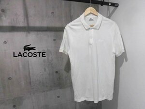 LACOSTE ラコステ/PH943EL/フロッキープリント ロゴ ポロシャツ 4/半袖シャツ/日本製/ホワイト 白/メンズ