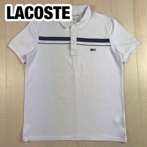 LACOSTE ラコステ 半袖ポロシャツ FR4 US M ホワイト×ネイビー ティプライン ワニ