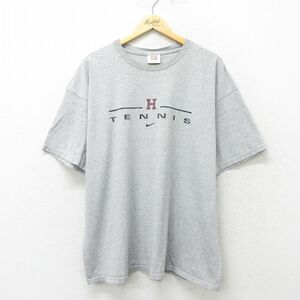 XL/古着 ナイキ NIKE 半袖 ビンテージ Tシャツ メンズ 90s テニス 大きいサイズ クルーネック グレー 霜降り 24feb19 中古