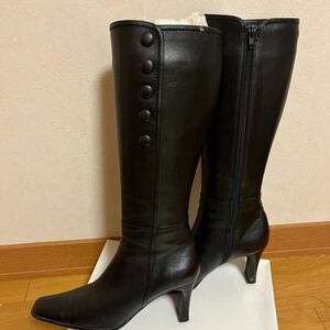 リフレクト　人気★クルミボタン　美脚ブーツ　牛革　ヒール7.5cm レザー