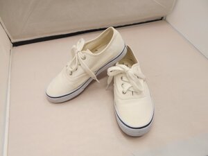 【POLO　RALPH　LAUREN】ポロラルフローレン　レディース　デッキシューズ　白　キャンバス23cmSY02-PY0