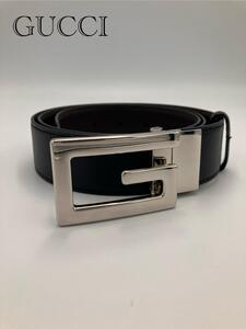 【新品未使用】GUCCI 626974 レザー シルバー金具ベルト