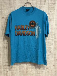 古着　90s Harley Davidson Tシャツ　ハーレーダビッドソン 90s Harley Davidson USA ビンテージ ターゴイズ　アメカジ　vintage XL