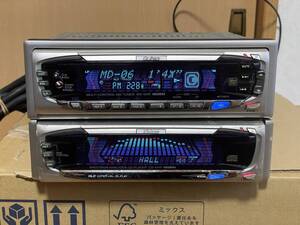 動作品□ホンダ純正ギャザズ(Gathers)1DIN+1DIN CD/MDデッキ MX-404F/CS-404F DSP搭載 動作確認済 EG/EKシビック インテグラ