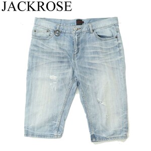 JACKROSE ジャックローズ 春夏 クラッシュ加工★ デニム ショート パンツ ジーンズ Sz.35　メンズ　A3B02967_6#P