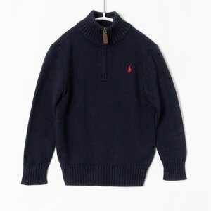 POLO RALPH LAUREN ポロ ラルフ ローレン キッズ ハーフジップニット ネイビー サイズ6 コットン プルオーバー 長袖 セーター 刺繍ポニー