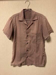 ●ビンテージ オープンカラーシャツ 小紋柄 50’s 60’s ロカビリー USA製 vintage ss shirts ボロ古着 雰囲気系