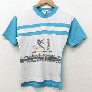 XS/古着 半袖 ビンテージ サーフ Tシャツ キッズ ボーイズ 子供服 90s サーフィン クルーネック 青他 ブルー 21aug03 中古 メンズ