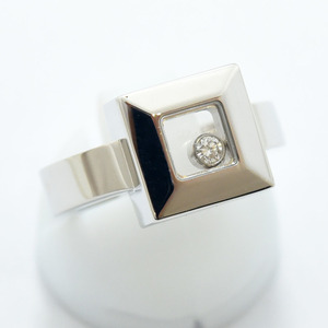 ショパール リング ハッピーダイヤモンド Chopard 指輪 スクエア ダイヤモンド K18WG 750 約8号 新品仕上げ 中古