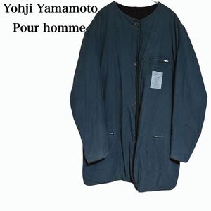 レア Yohji Yamamoto Pour homme ヨウジヤマモト プールオム ウール リバーシブル コート ジャケット ノーカラー ヴィンテージ メンズ