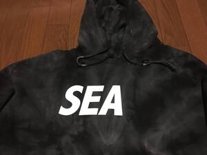 即決!!黒XL タイダイ柄 WIND AND SEAパーカー ウィンダンシー SEA(small) BLACK TIE-DYE HOODIE BLACKプルオーバー フーディーLLスウェット