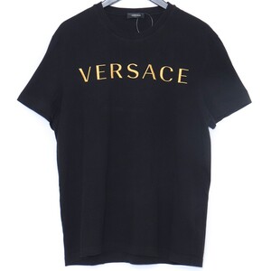 VERSACE Tシャツ XLサイズ ブラック A87021S-A230901 ヴェルサーチ ヴェルサーチェ ロゴ刺繍 半袖カットソー tee