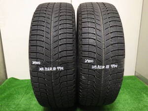 2700【中古スタッドレスタイヤ】ミシュラン　X-ICE3 215/55R18 99H 2本 CX-30　ジープコンパスなどに　茨城中古タイヤ