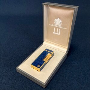 ［道］dunhill ダンヒル ローラー式 ガスライター 紺×金 ネイビー×ゴールド 旧バージョン