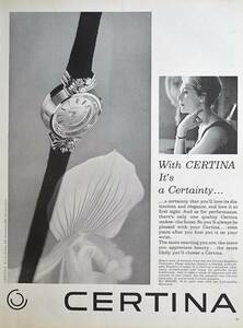 稀少・時計広告！1960年サーチナ時計広告/Certina Ladies Watch/O