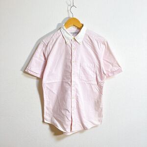 f1006FF UNITED ARROWS ユナイテッドアローズ GREEN LABEL RELAXING サイズM 半袖 シャツ ボタンダウン ドット柄 ピンク メンズ 綿100%