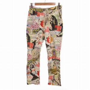 ヒステリックグラマー HYSTERIC GLAMOUR 美品 SCRATCH FEVER 総柄 スウェット パンツ イージー ヒスガール FREE 白 ホワイト /HO ■EC レデ