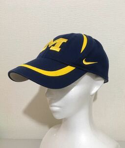 【レア】 90’s NIKE TEAM MICHIGAN ナイキ ミシガン大学 ウール混キャップ ONESIZE ヴィンテージ 帽子