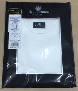 Aquascutum　半袖　丸首シャツ 日本製　80双フライス　エジプト綿100％　M　アクアスキュータム　定価2.860円