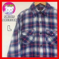 SMITHS AMERICAN ネルシャツ オンブレ ネイビー レッド L