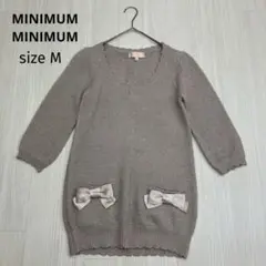 ◆ MINIMUM MINIMUM リボン ニット 7分袖 ラメ入り M