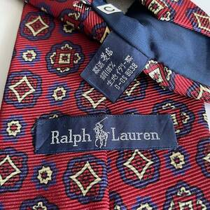 ラルフローレン(Ralph Lauren) 赤丸四角ネクタイ