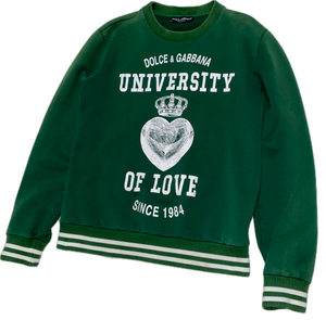 DOLCE&GABBANA DG KING OF LOVE 王冠 ハート UNIVERSITY 15 ナンバリング カレッジプリント ストレッチコットン スウェットトレーナー