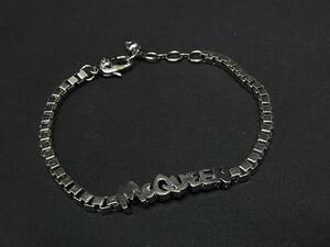 1円 ALEXANDER McQUEEN アレキサンダー マックイーン ロゴモチーフ スカル ドクロ ブレスレット アクセサリー メンズ シルバー系 BK4202