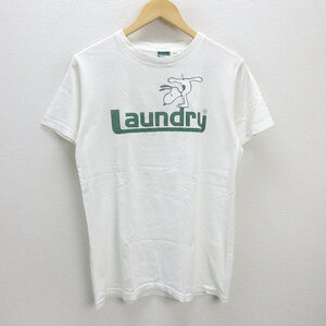 D■日本製■ランドリー/Laundry×Peanut スヌーピープリント 半袖Tシャツ【M】白/MENS/85【中古】■