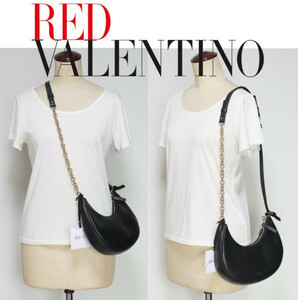 69,300円新品タグ付き【RED VALENTINO レッド ヴァレンティノ】To The Moon And Red ショルダーバッグ 黒 v4742