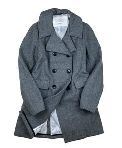 W②/ 良品 USA製 ★FIDELITY フィデリティ PEA COAT ピーコート ダブルボタン SIZE:S / グレー 灰