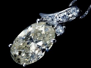 1円～【ジュエリー極】美しい透明感！大粒1粒天然ダイヤモンド1.569ct＆0.05ct 高級Pt900＆Pt850ペンダントネックレス a1454ivl【送料無料